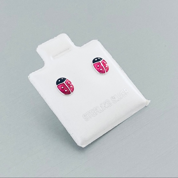 Sterling Silver Small Ladybug Earrings, Love Bugs, Silver Earring, Spirit Bug - Picture 4 of 8